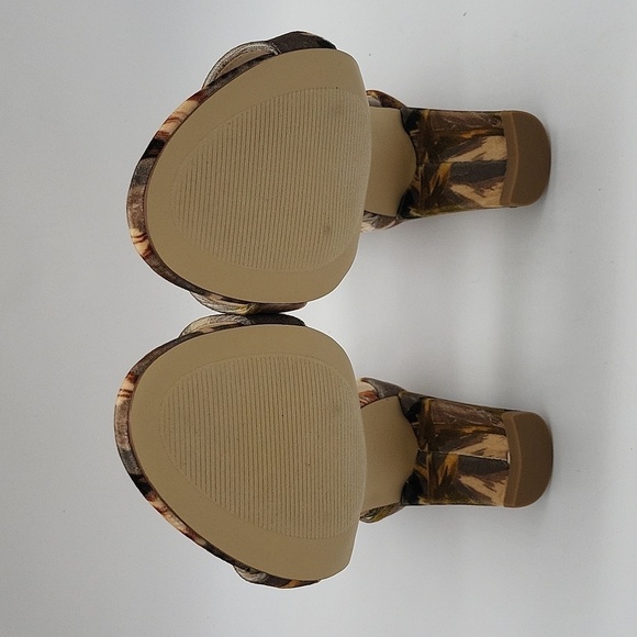 814- Nine West Pruce Block Heel Sandals Taupe Floral Size 8.5 M NWT - Picture 9 of 11